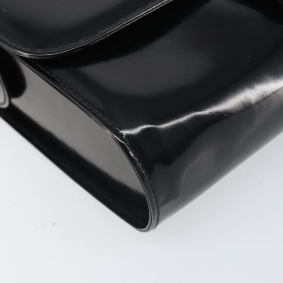 Authentic Salvatore Ferragamo Shoulder Bag Patent leather Black Silver - Picture 3 of 16